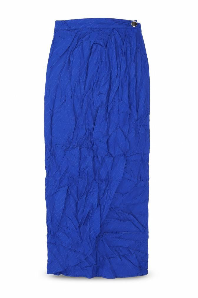 Zara Womens Blue Viscose Wrap Skirt Size S Button