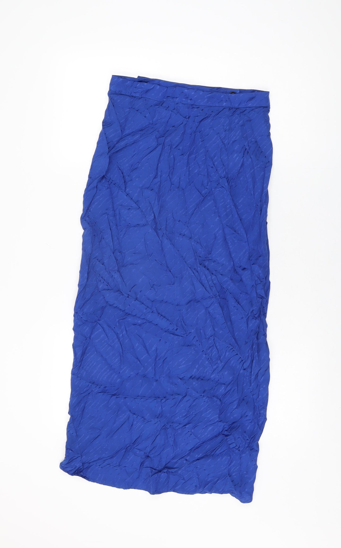 Zara Womens Blue Viscose Wrap Skirt Size S Button