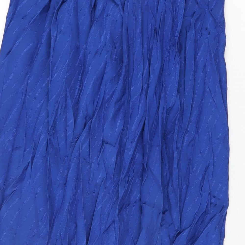 Zara Womens Blue Viscose Wrap Skirt Size S Button