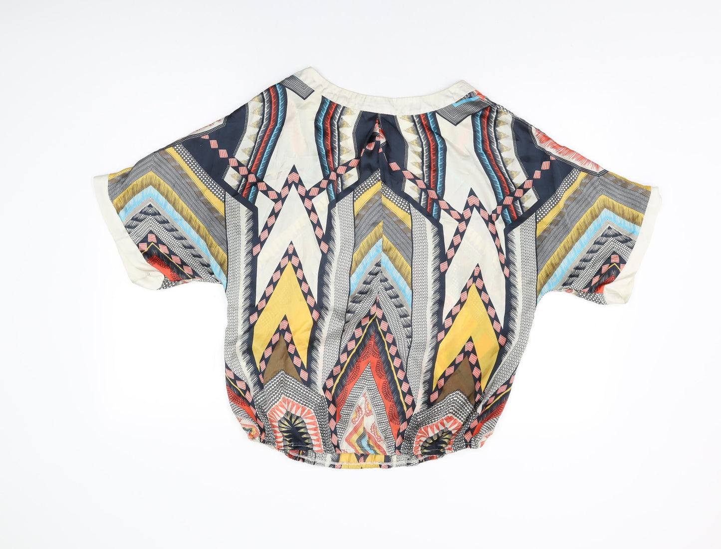 Wallis Womens Multicoloured Geometric Polyester Basic Blouse Size M V-Neck