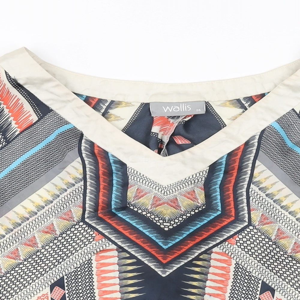 Wallis Womens Multicoloured Geometric Polyester Basic Blouse Size M V-Neck