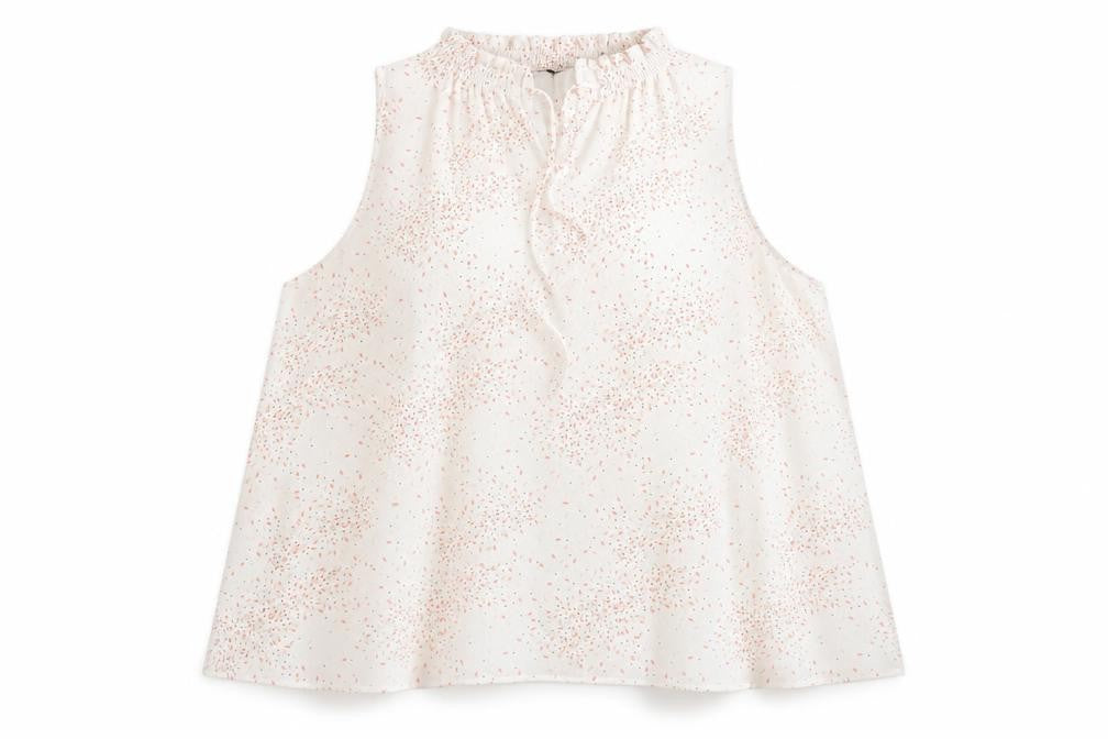 Marks & Spencer Womens Ivory Geometric Polyester Basic Blouse Size 24 V-Neck