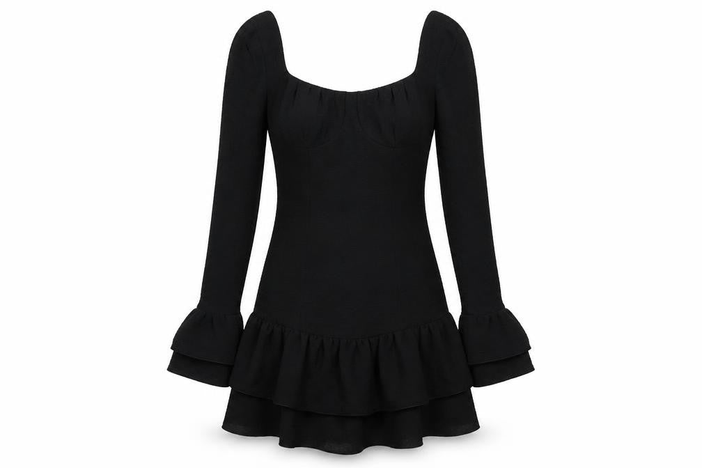 PRETTYLITTLETHING Womens Black Polyester Mini Size 4 Square Neck Zip