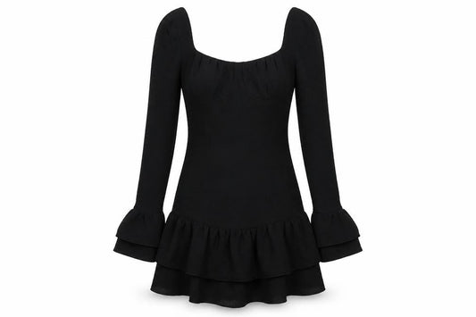 PRETTYLITTLETHING Womens Black Polyester Mini Size 4 Square Neck Zip