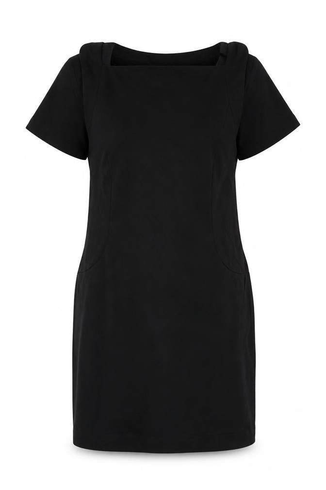 French Connection Womens Black Viscose A-Line Size 16 Square Neck Zip