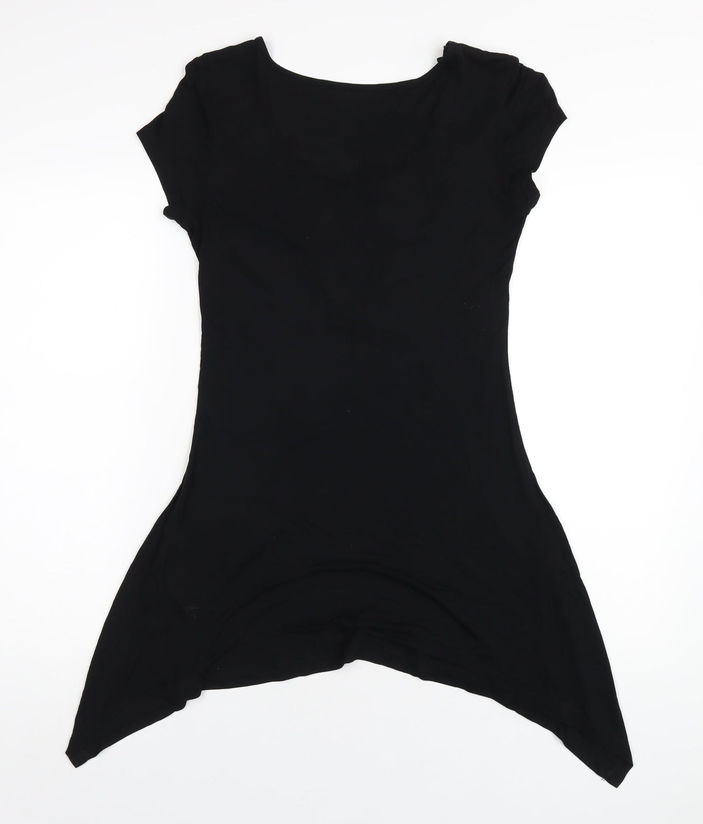 Wallis Womens Black Viscose A-Line Size 8 Scoop Neck Pullover