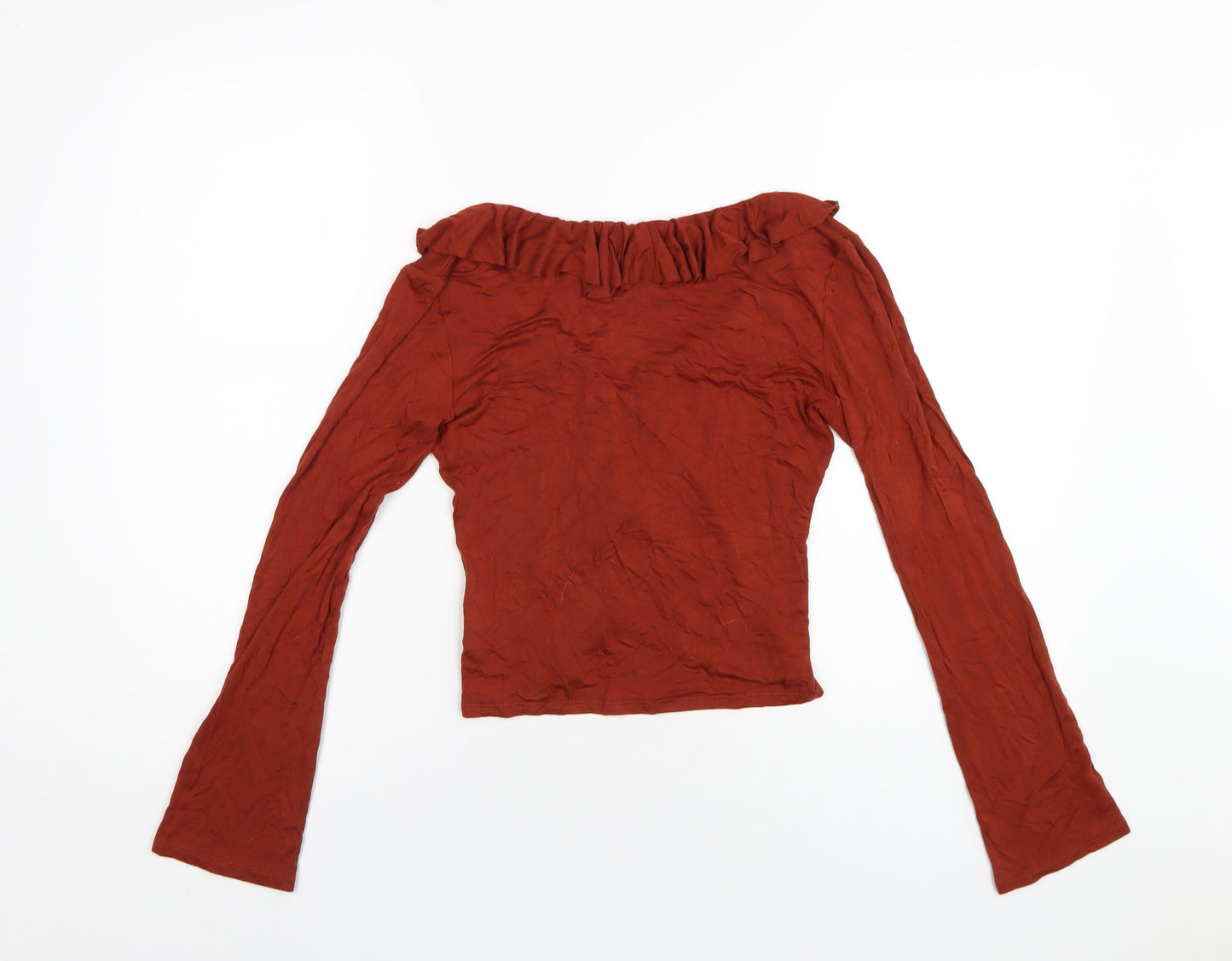 ASOS Womens Orange Viscose Cropped Blouse Size 8 V-Neck