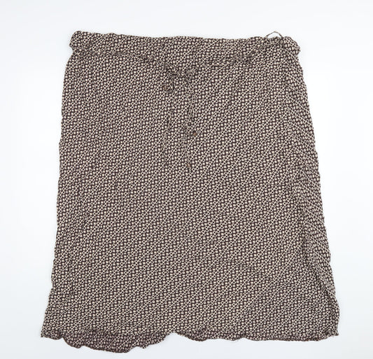 essence Womens Brown Geometric Viscose A-Line Skirt Size 28