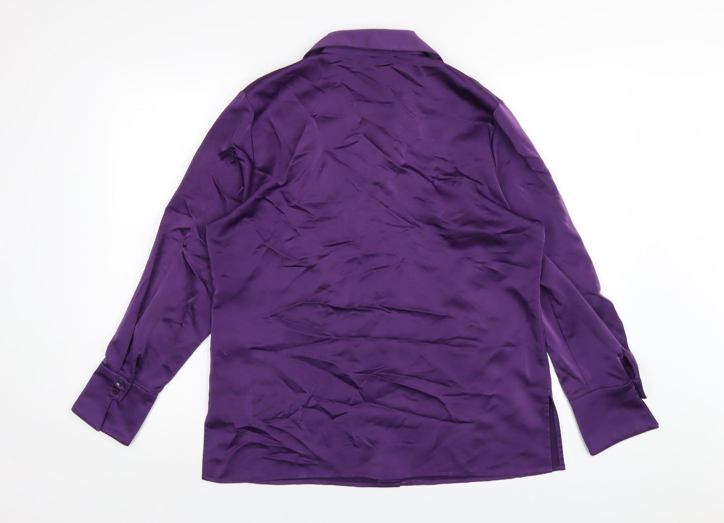 Marks and Spencer Womens Purple Polyester Basic Button-Up Size 14 Collared