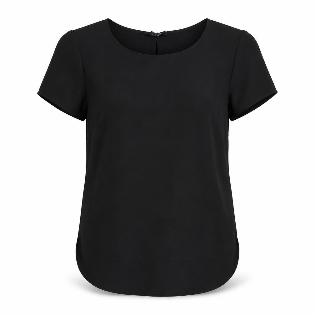 Belle Vere Womens Black Polyester Basic T-Shirt Size 12 Round Neck
