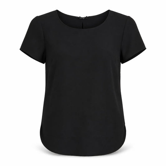 Belle Vere Womens Black Polyester Basic T-Shirt Size 12 Round Neck