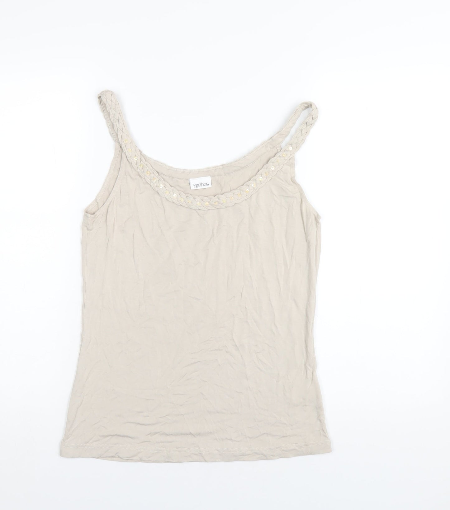 Together Womens Beige Viscose Camisole T-Shirt Size 14 Scoop Neck