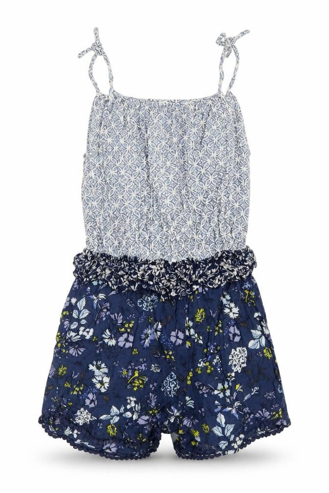 NEXT Girls Blue Geometric Vinyl Playsuit One-Piece Size 10 Years Pullover