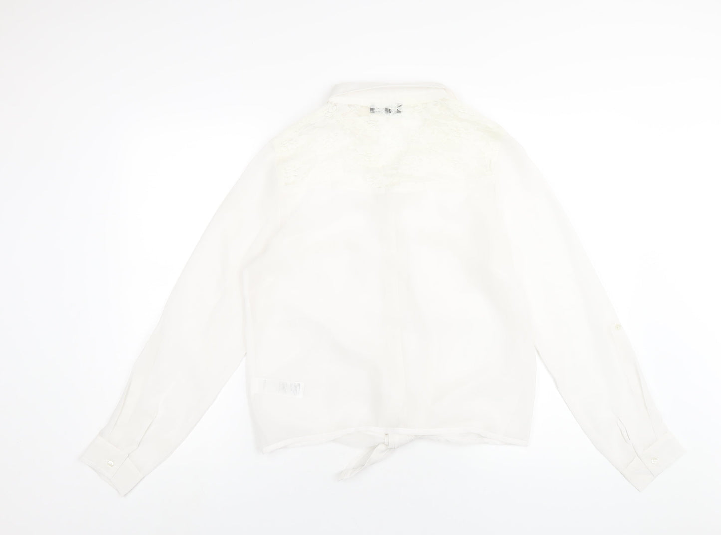 New Look Womens White Polyester Basic Button-Up Size 14 Collared