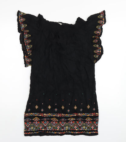 Next Womens Black Viscose A-Line Size 10 Off the Shoulder Pullover