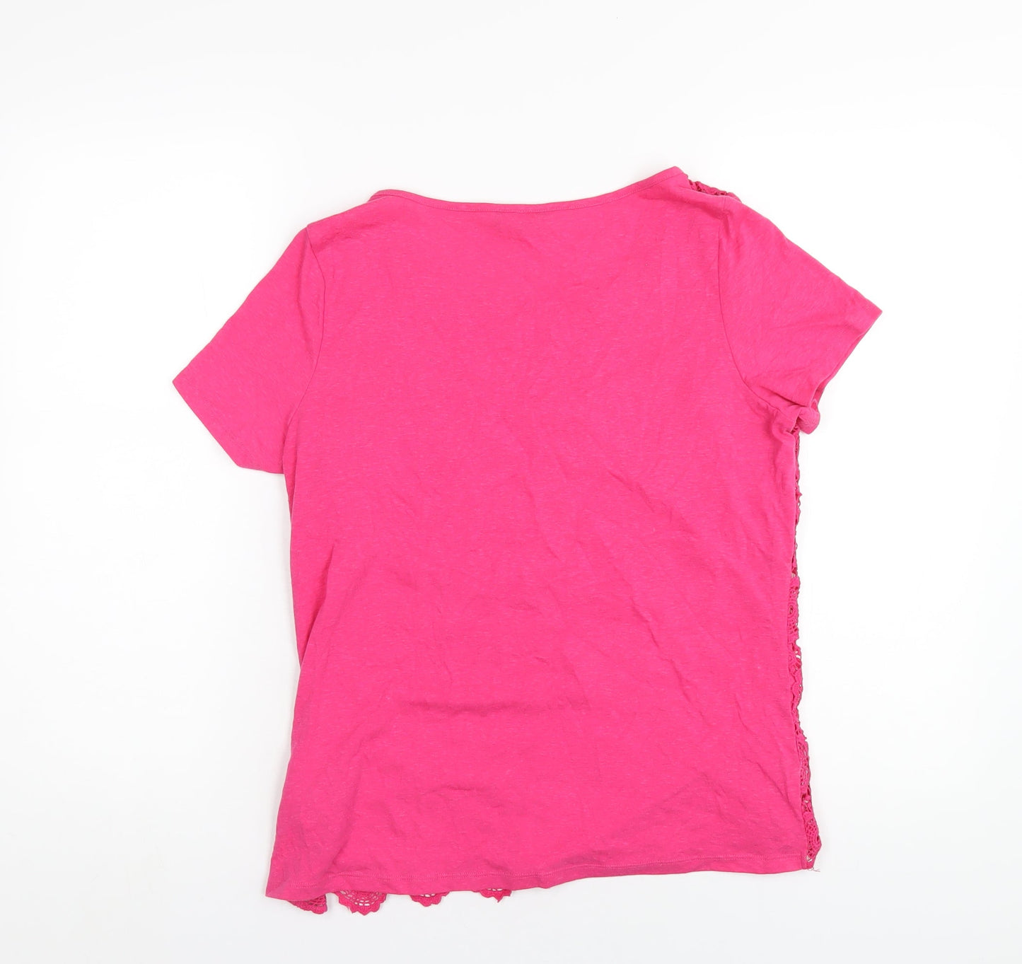 Marks and Spencer Womens Pink Polyester Basic T-Shirt Size 12 Round Neck
