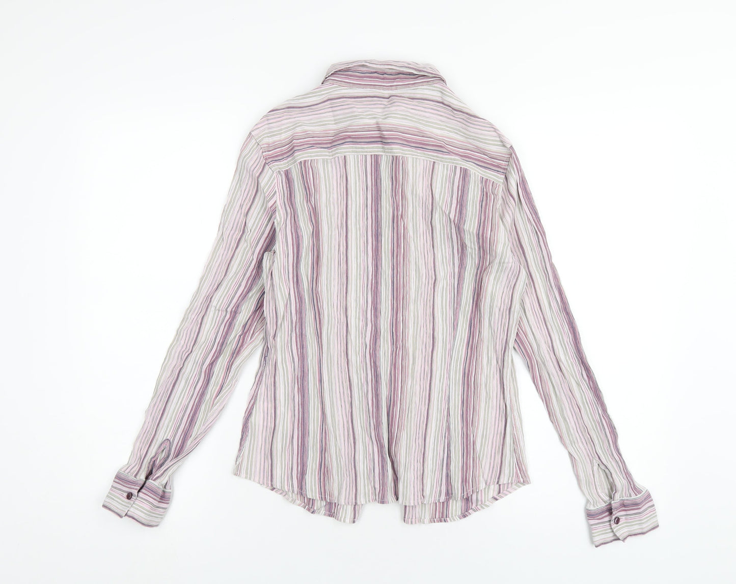 NEXT Womens Pink Striped Cotton Basic Button-Up Size 14 Collared