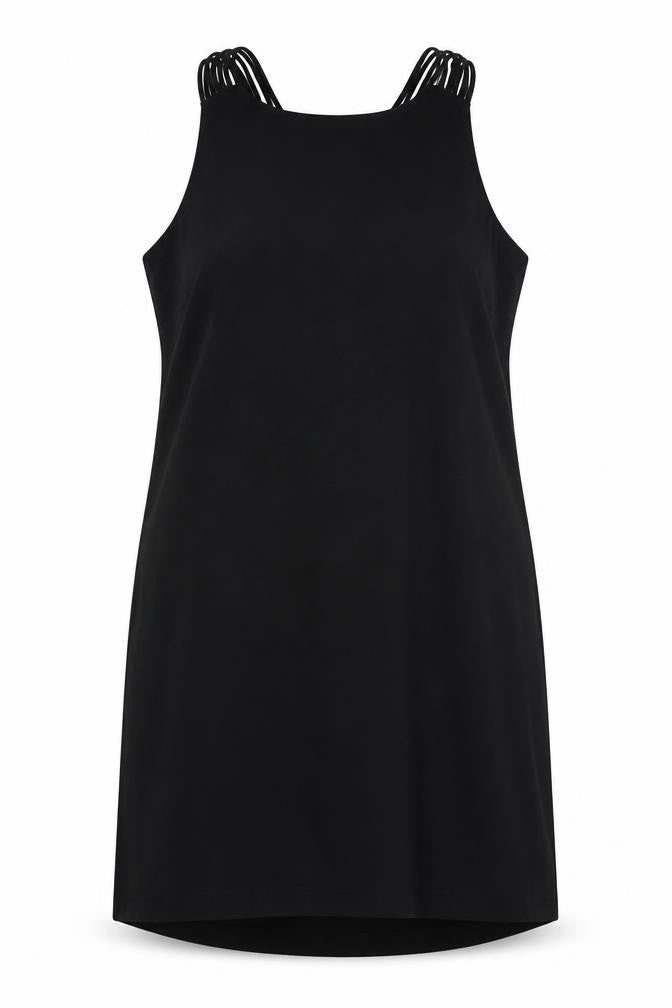 Marks & Spencer Womens Black Polyester A-Line Size 14 Round Neck Zip