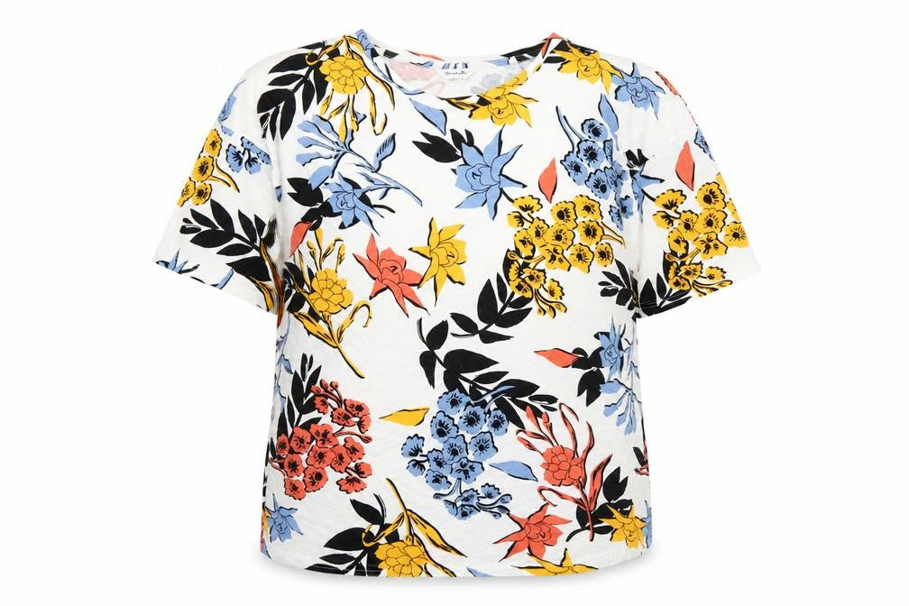 Simply Be Womens Multicoloured Geometric Viscose Basic T-Shirt Size 16 Round Neck