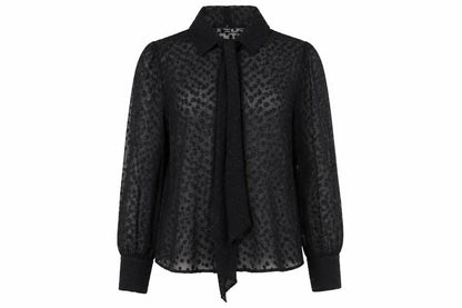 Front view of Roman women’s black polyester basic blouse, size UK 16, v-neck
