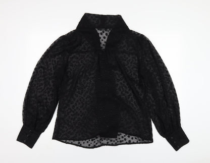 Back view of Roman women’s black polyester basic blouse, size UK 16, v-neck