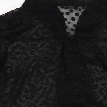 Brand and care label for Roman women’s black polyester basic blouse, size UK 16, v-neck