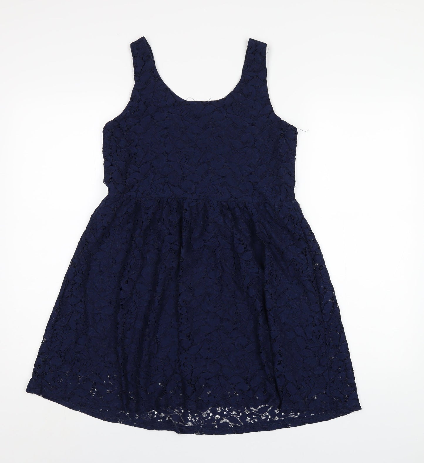 Mela Loves London Womens Blue Polyester A-Line Size 10 Scoop Neck Pullover