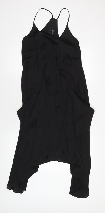 Additional front view of ASOS women’s black polyester a-line, size UK 8, v-neck pullover