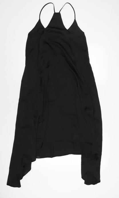 Back view of ASOS women’s black polyester a-line, size UK 8, v-neck pullover