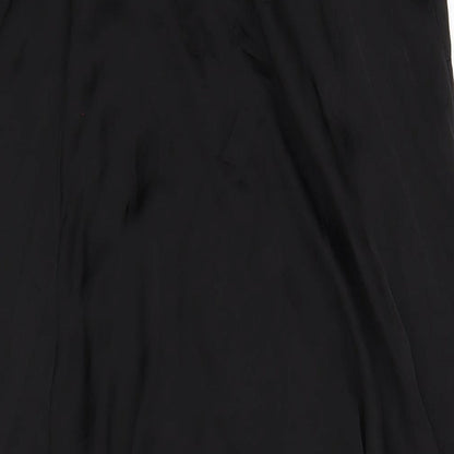 Brand and care label for ASOS women’s black polyester a-line, size UK 8, v-neck pullover