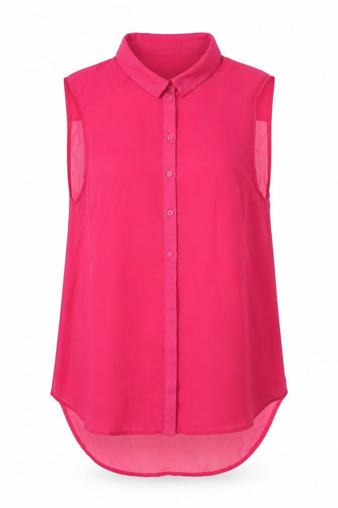 H&M Womens Pink Polyester Basic Blouse Size 4 Collared