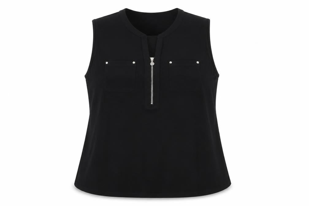 Anne Klein Womens Black Polyethylene Basic Tank Size XL V-Neck