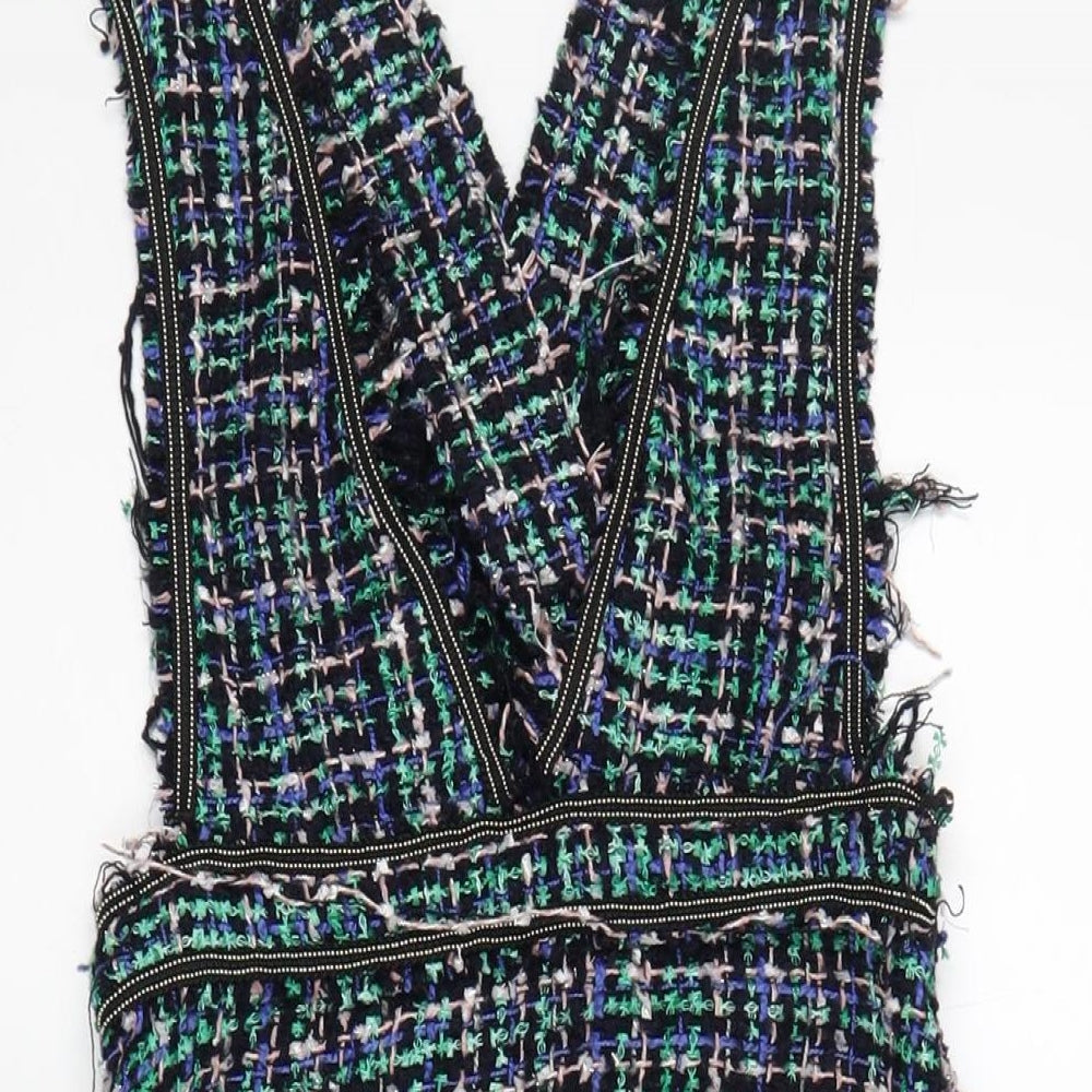Zara Womens Multicoloured Polyester A-Line Size XS V-Neck Zip