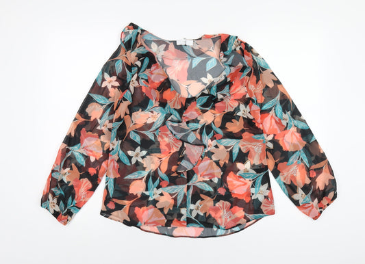 Wallis Womens Multicoloured Geometric Polyester Basic Blouse Size 8 V-Neck