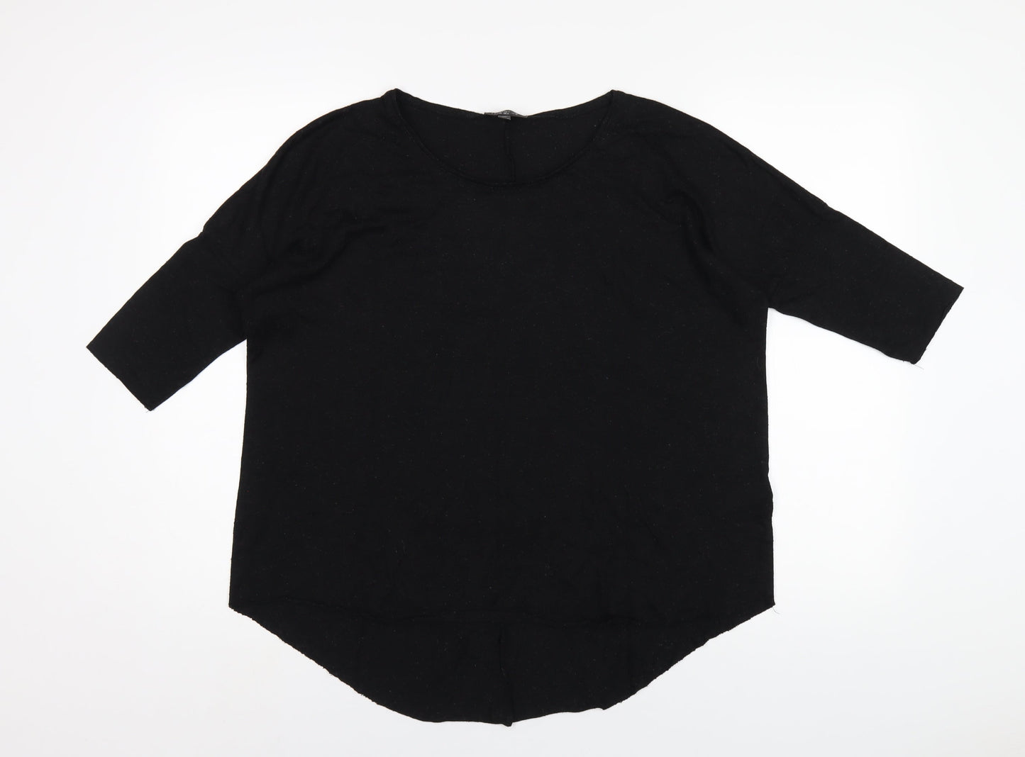 Topshop Womens Black Viscose Basic T-Shirt Size 10 Round Neck