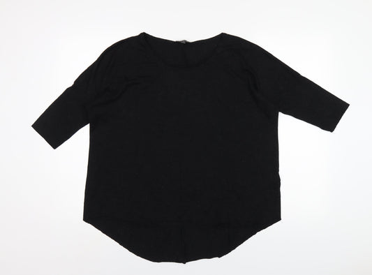 Topshop Womens Black Viscose Basic T-Shirt Size 10 Round Neck
