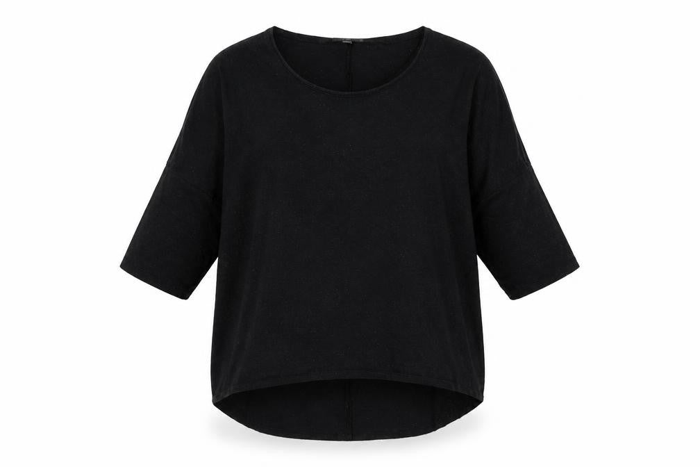 Topshop Womens Black Viscose Basic T-Shirt Size 10 Round Neck