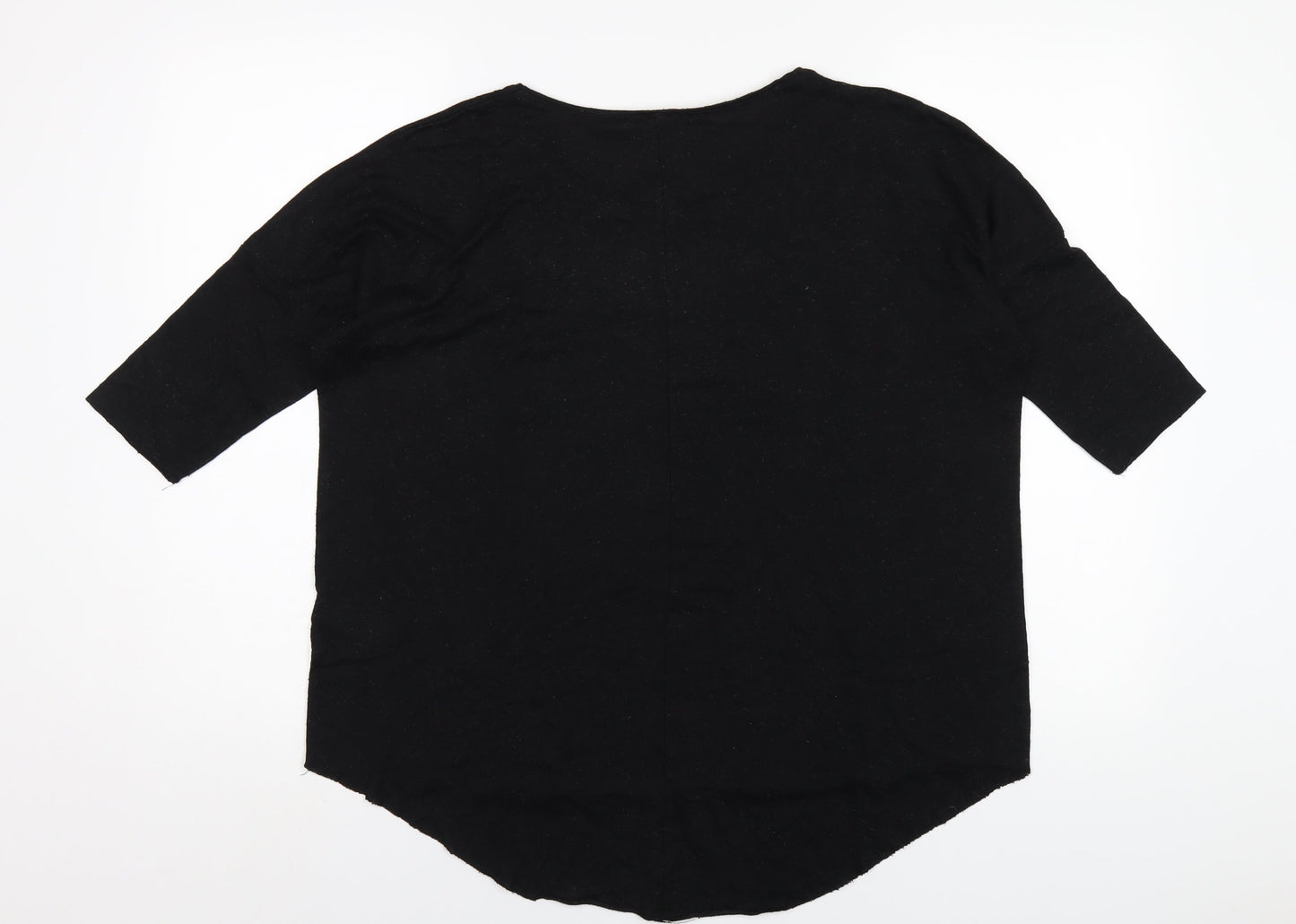 Topshop Womens Black Viscose Basic T-Shirt Size 10 Round Neck
