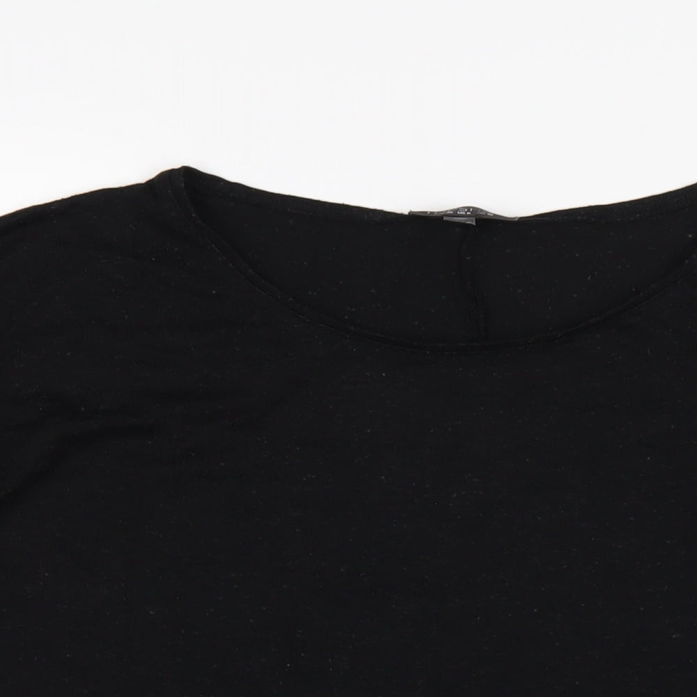 Topshop Womens Black Viscose Basic T-Shirt Size 10 Round Neck