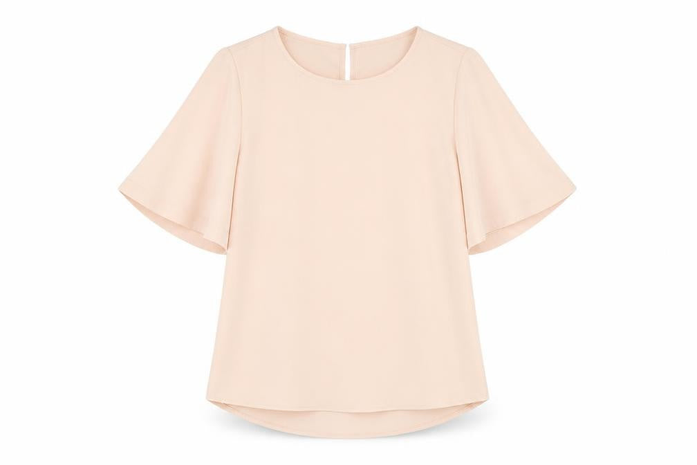 Coast Womens Beige Polyester Basic T-Shirt Size 8 Round Neck