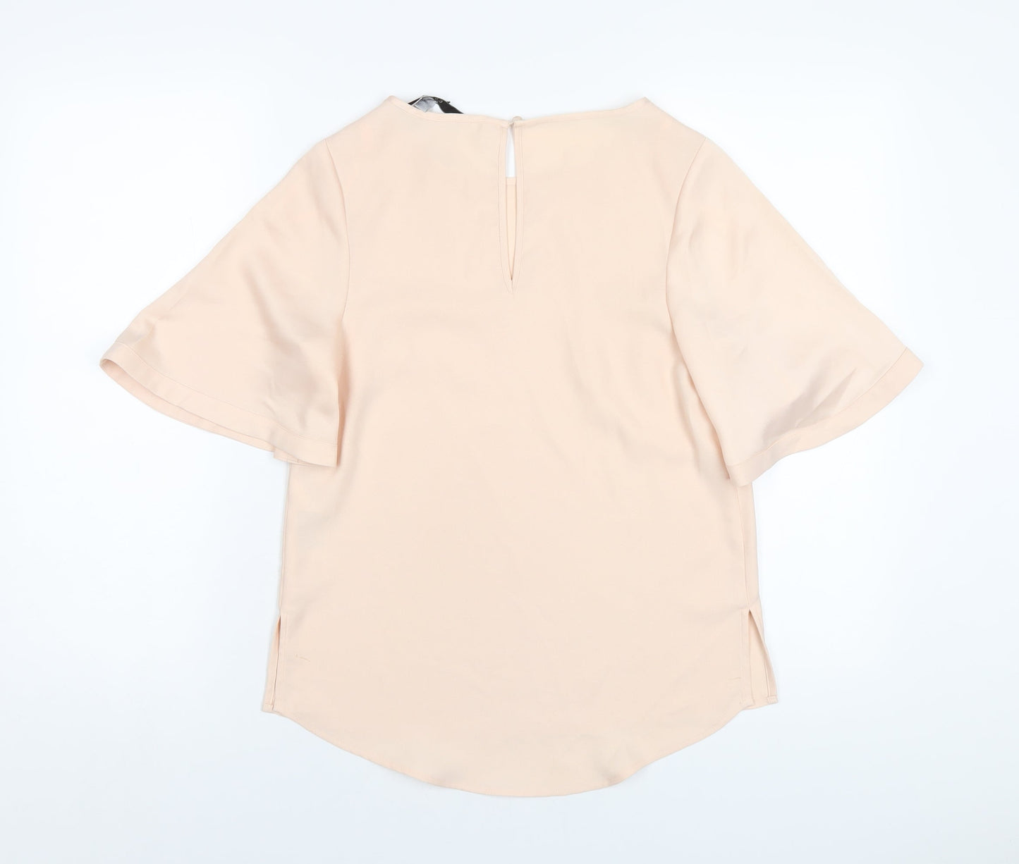 Coast Womens Beige Polyester Basic T-Shirt Size 8 Round Neck