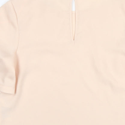 Coast Womens Beige Polyester Basic T-Shirt Size 8 Round Neck