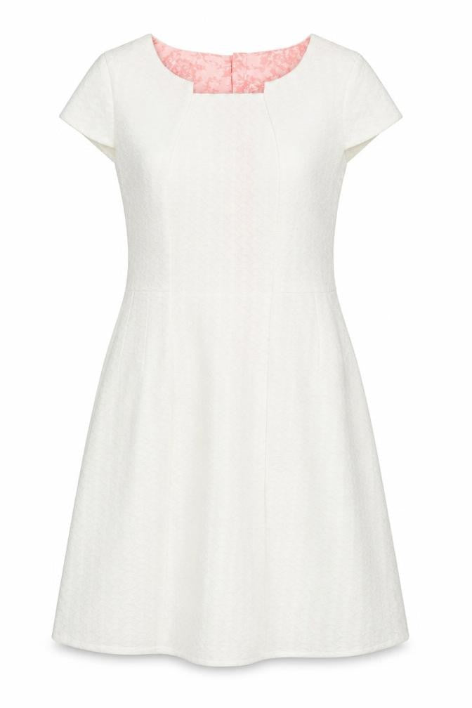 Yumi Womens Ivory Polyester A-Line Size 14 Square Neck Zip