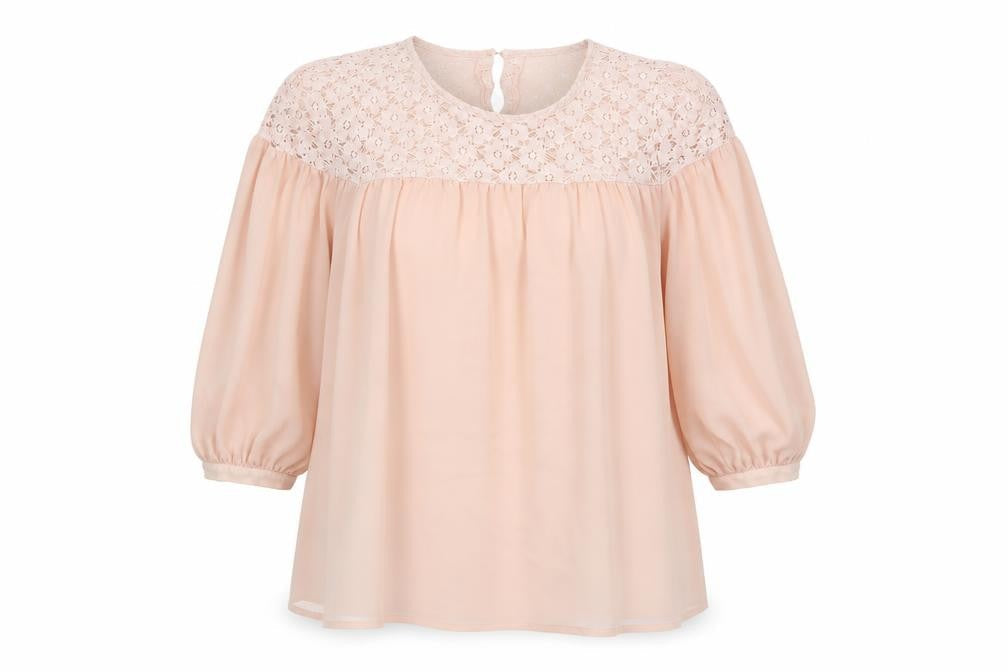 Topshop Womens Pink Polyester Tunic Blouse Size 10 Scoop Neck - Lace Detail