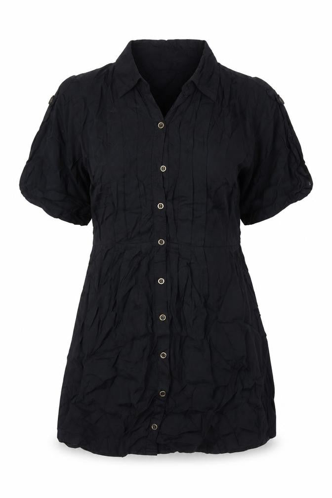 g21 Womens Black Viscose Tunic Blouse Size 12 Collared