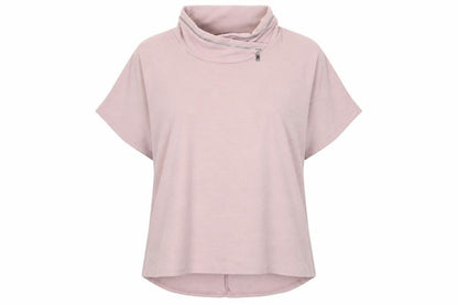 Front view of Roman women’s pink polyester tunic blouse, size UK 18, cowl neck