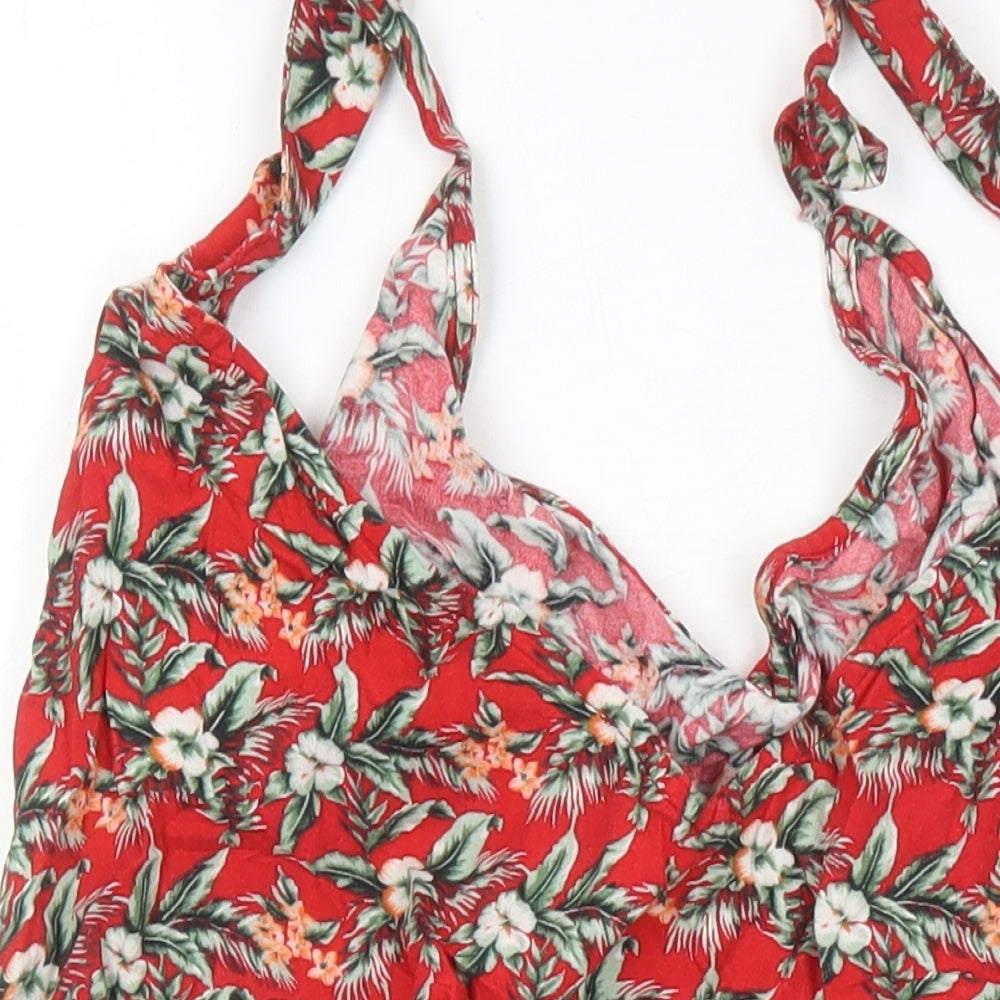 Oasis Womens Multicoloured Floral Viscose Tunic Blouse Size S Scoop Neck