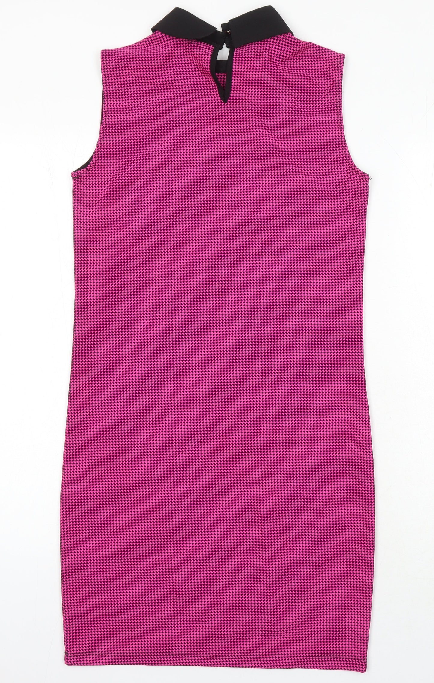 Saygi Womens Multicoloured Houndstooth Polyester Blend Shift Size L Collared