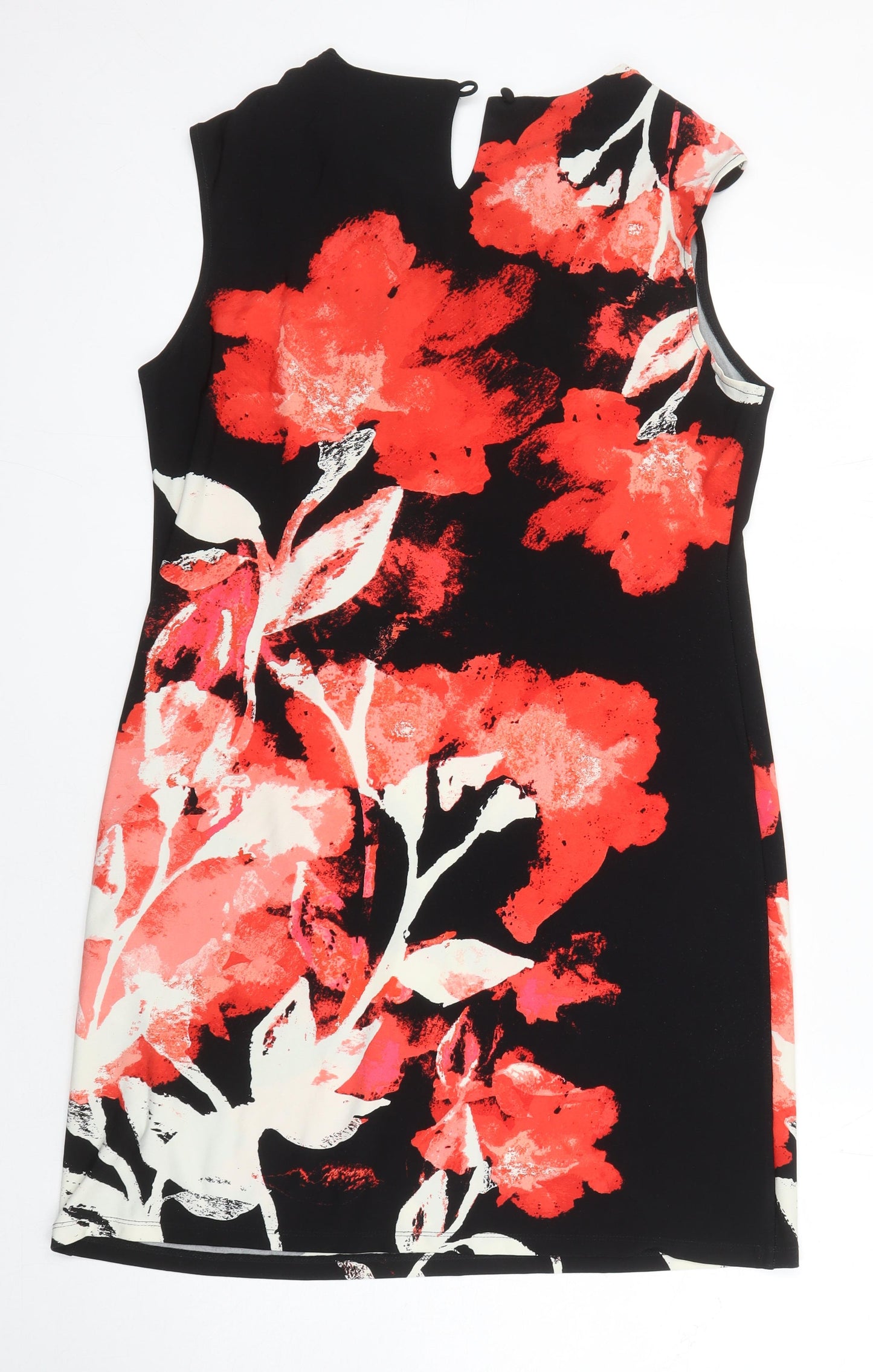 Wallis Womens Multicoloured Floral Polyester Shift Size M Scoop Neck Button