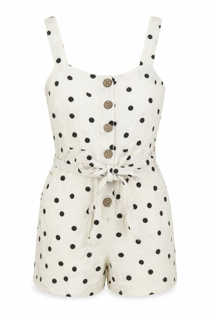 New Look Womens Multicoloured Polka Dot 100% Polyester Playsuit One-Piece Size 10 - Pockets